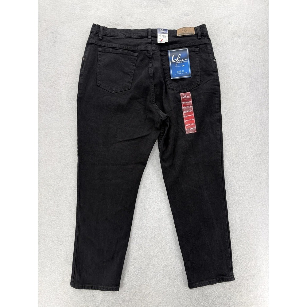Vintage Lee Blu Jeans Easy Fit Straight Jeans Womens 18W Petite Black Stretch